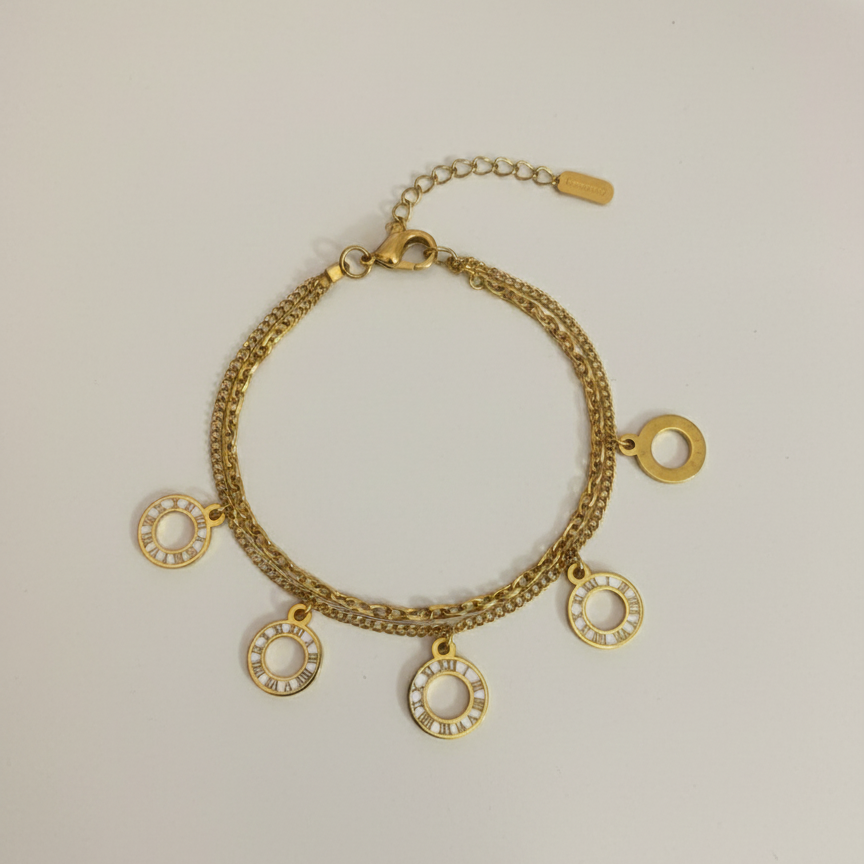 Double Layered Roman Charm Bracelet – Gold