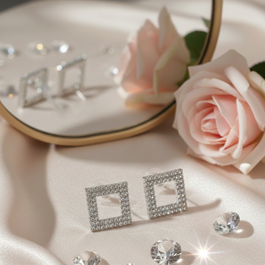 Crystal Square Statement Earrings